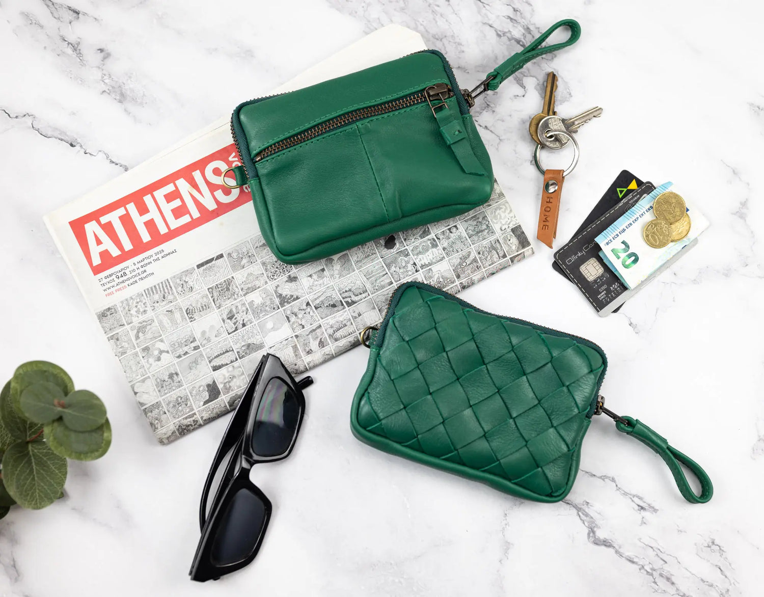 Antheia Mini wallet - Grass Green Leather