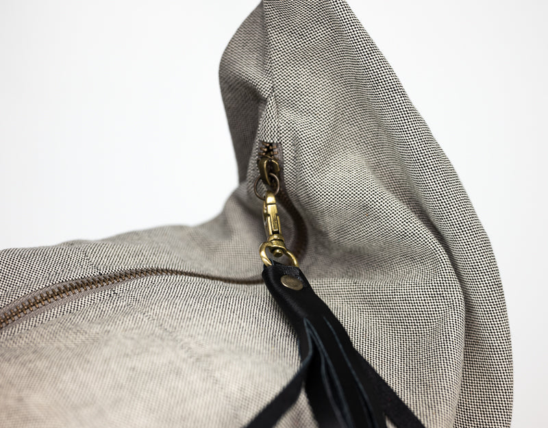 Kallia mini bag - Grey canvas and Black leather