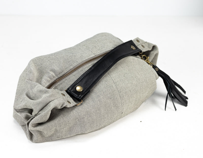 Kallia mini bag - Grey canvas and Black leather