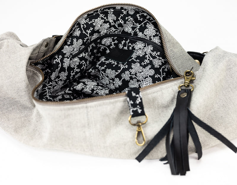 Kallia mini bag - Grey canvas and Black leather