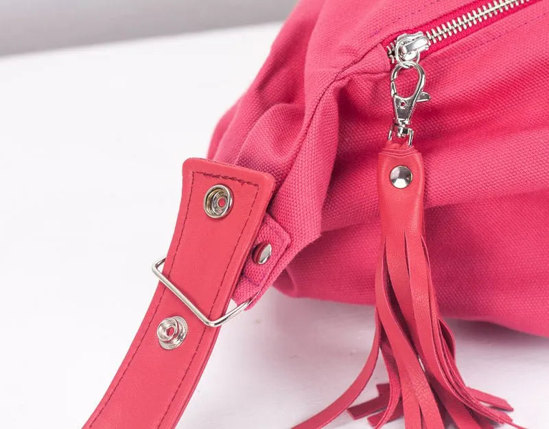 Kallia mini bag - Pink canvas and leather - milloobags