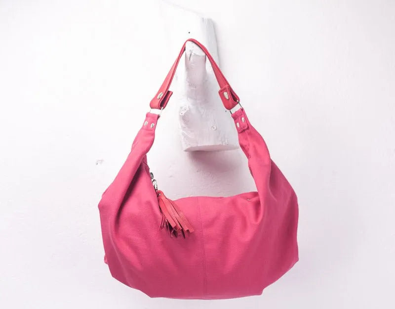 Kallia mini bag - Pink canvas and leather - milloobags
