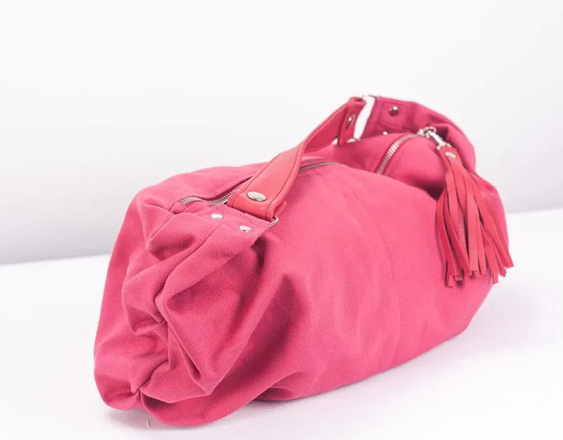 Kallia mini bag - Pink canvas and leather - milloobags