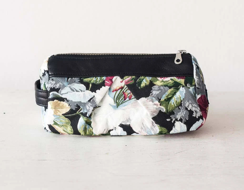 Estia case - Floral canvas and Black leather