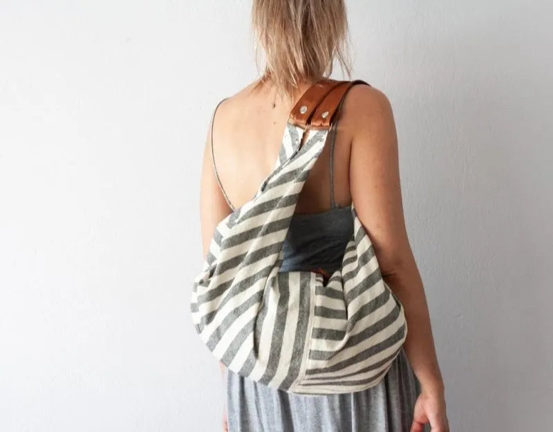 Kallia bag - Striped canvas and leather - milloobags
