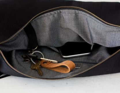 Kallia mini bag - Black canvas and Black leather - milloobags