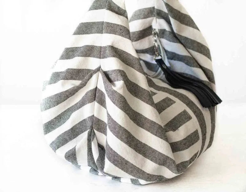 Kallia mini bag - Striped canvas and leather - milloobags