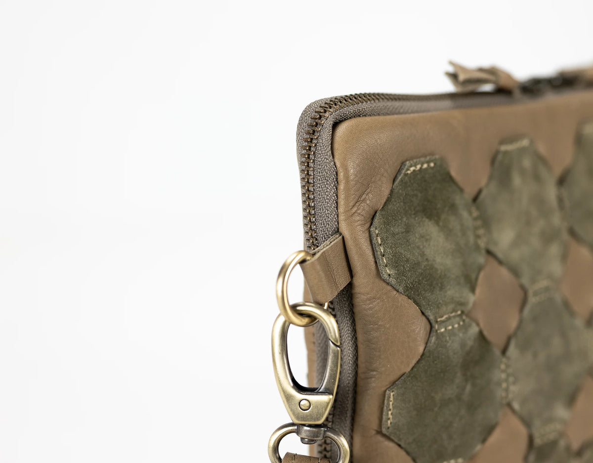 Athena Tablet Clutch - Khaki Brown leather
