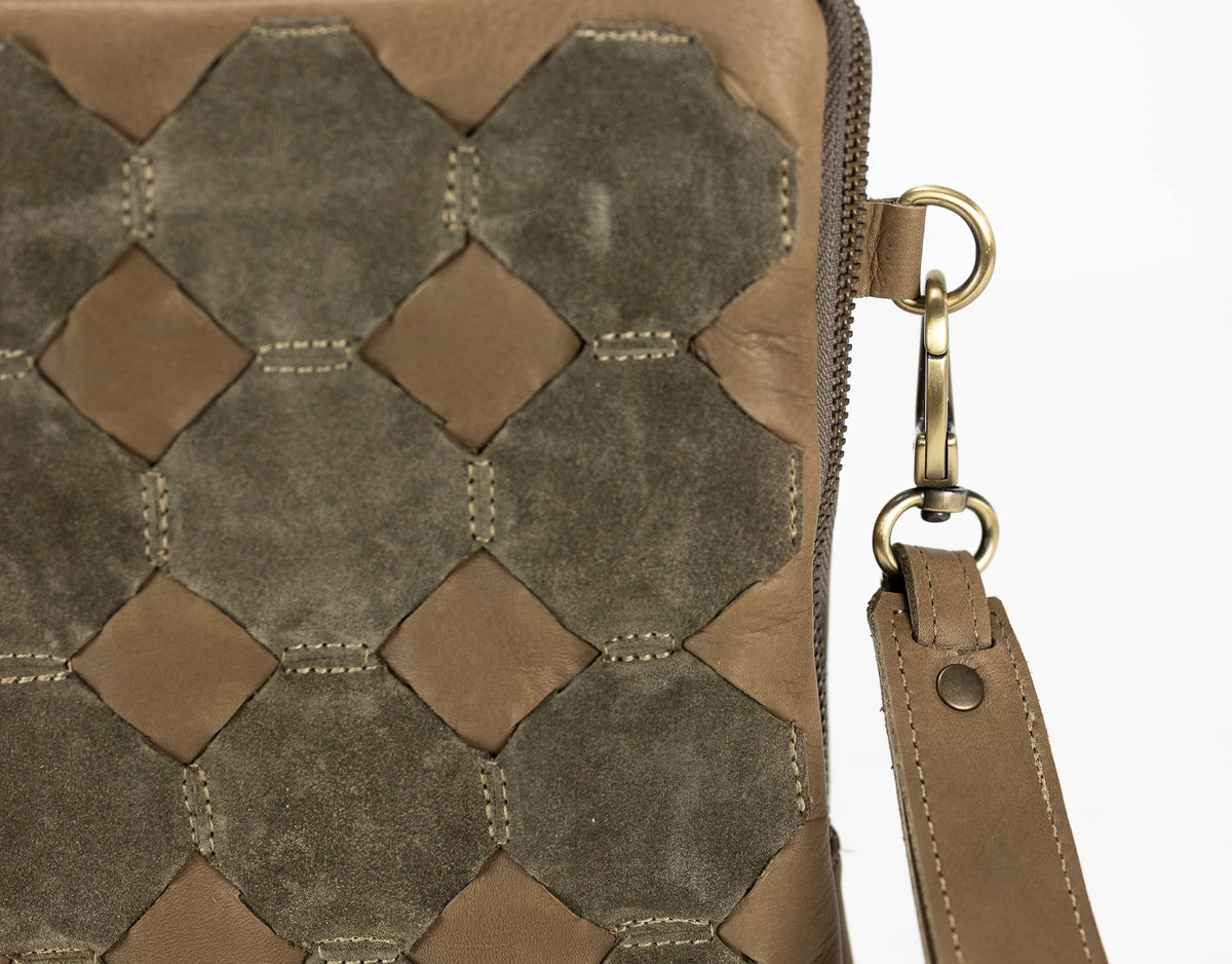 Athena Tablet Clutch - Khaki Brown leather