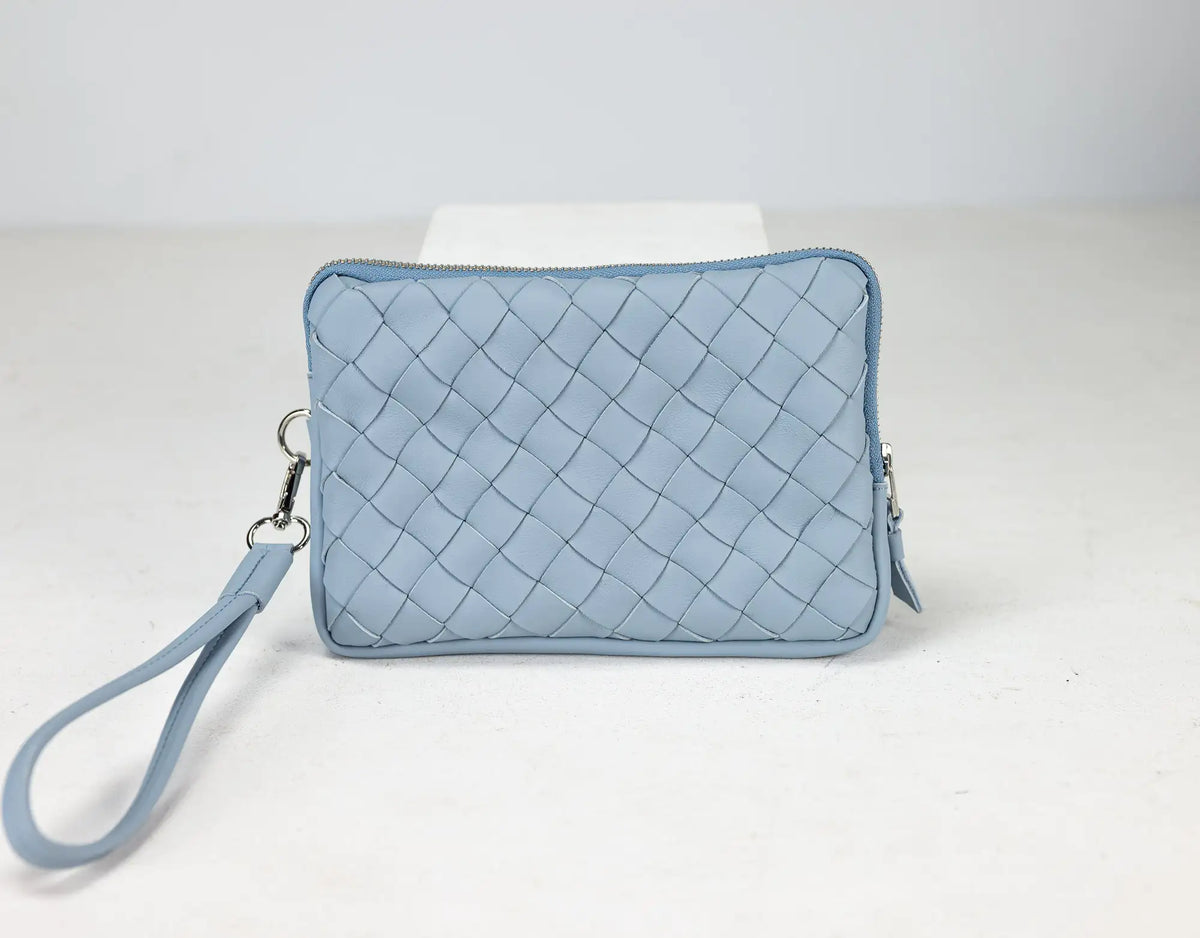 Antheia clutch wallet - Light Blue leather