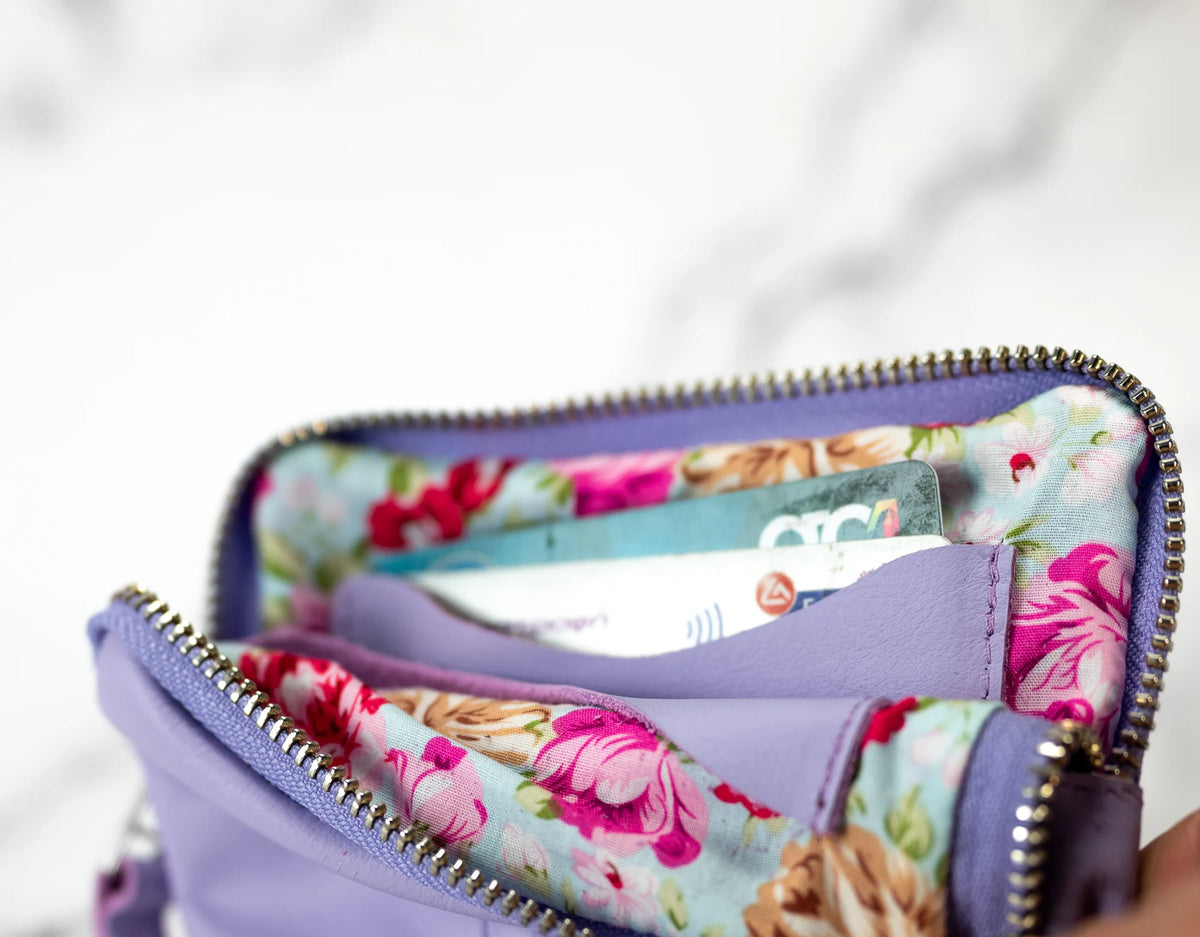 Myrto wallet - Lilac leather