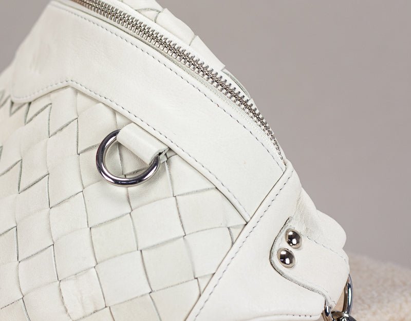 Haris fanny pack - Offwhite handwoven leather - milloobags