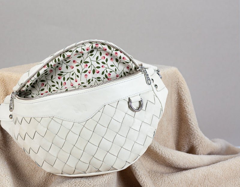 Haris fanny pack - Offwhite handwoven leather - milloobags