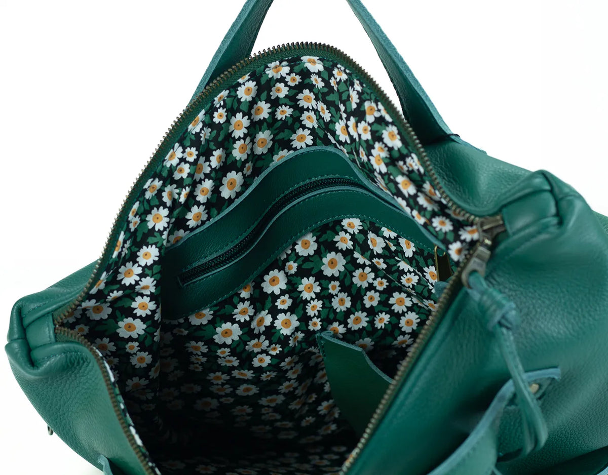 Minos backpack - Petrol green leather