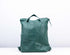 Green leather tote bag on a white background