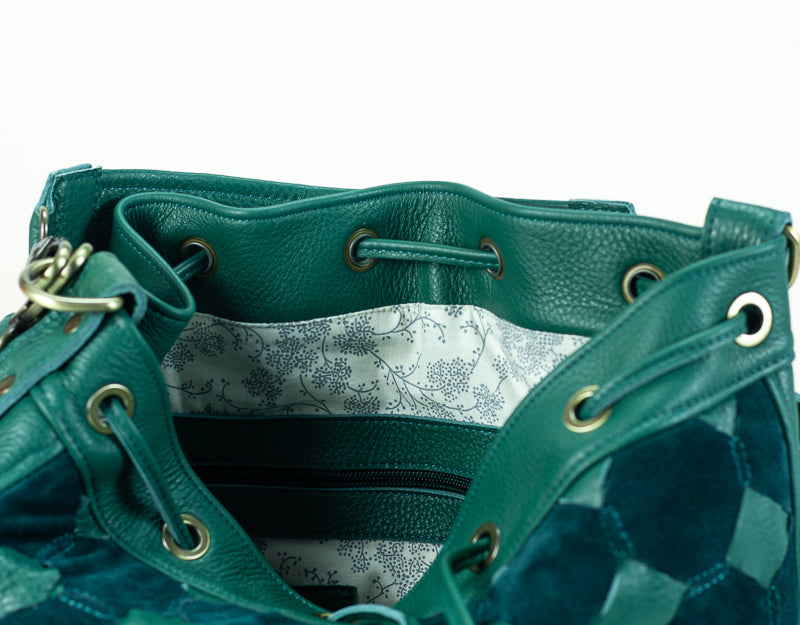 Danae bag - Petrol green handwoven leather