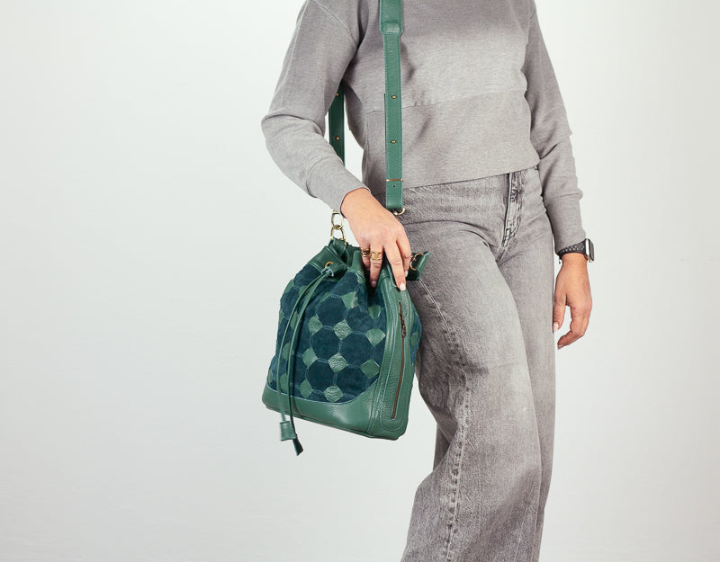 Danae bag - Petrol green handwoven leather
