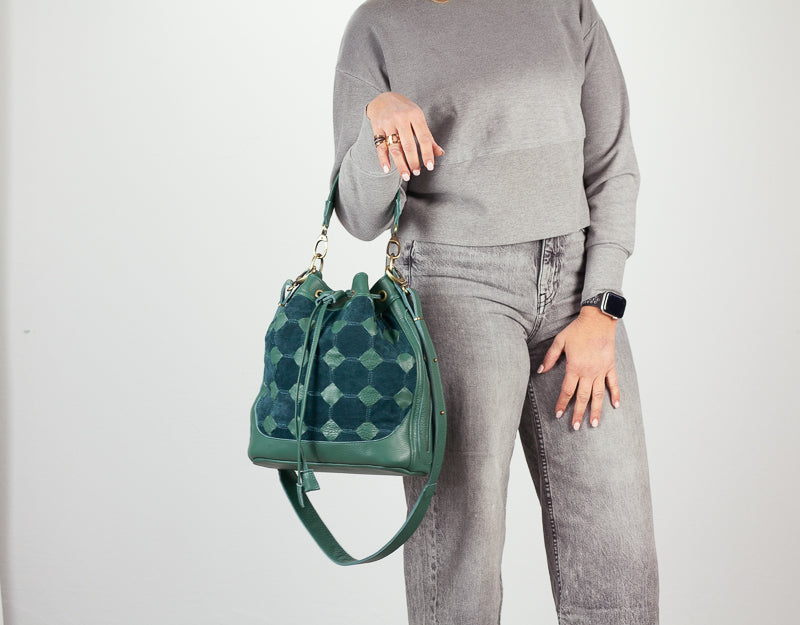 Danae bag - Petrol green handwoven leather