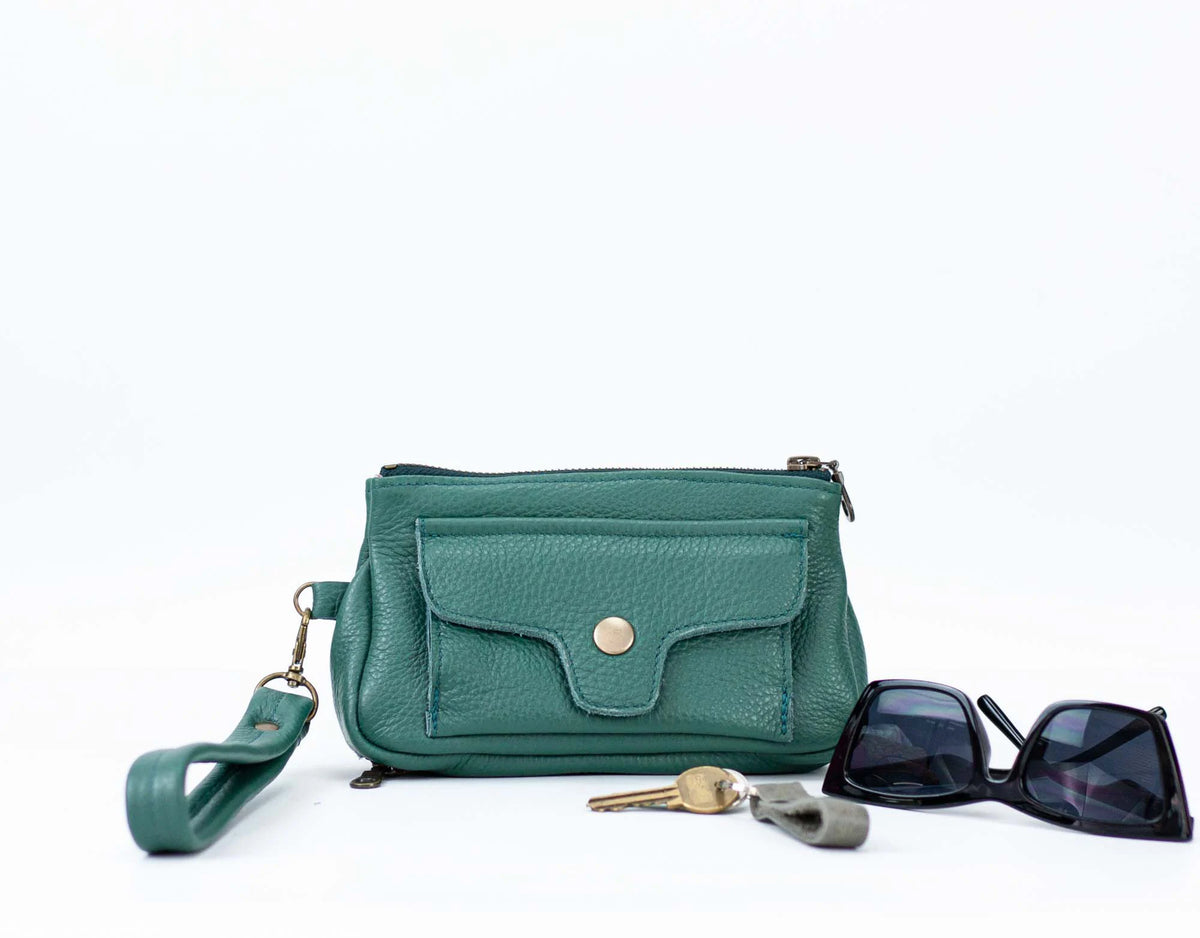 Thalia wallet - Petrol green leather