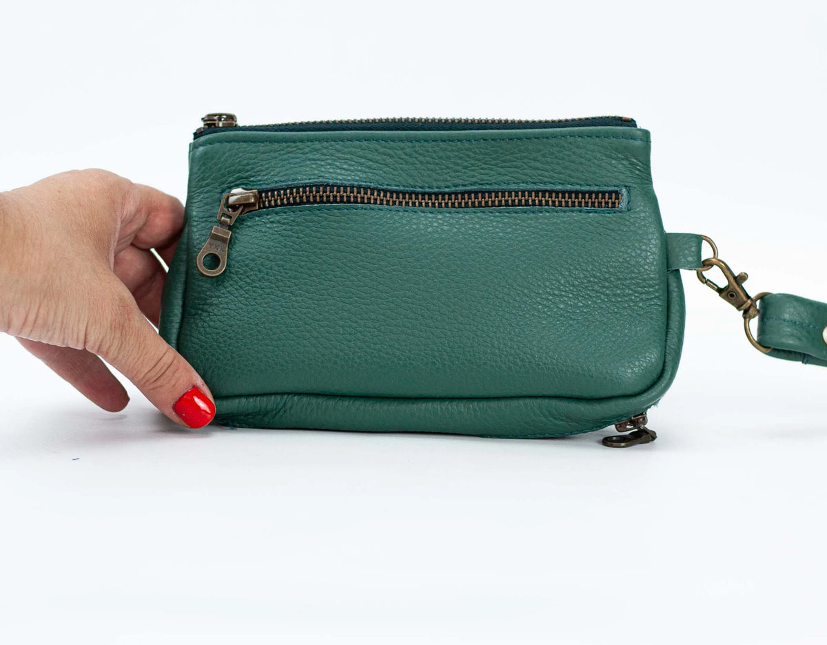 Thalia wallet - Petrol green leather