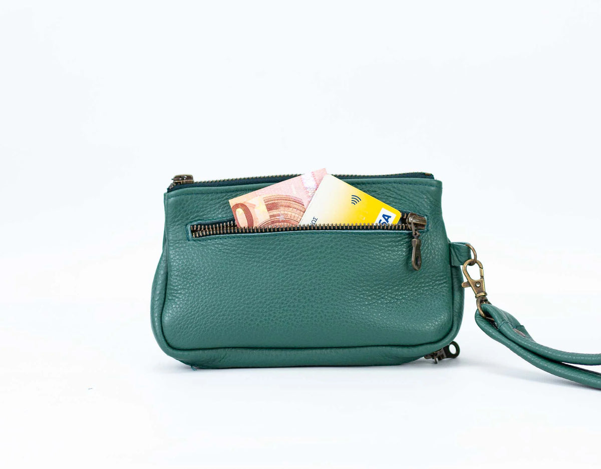 Thalia wallet - Petrol green leather