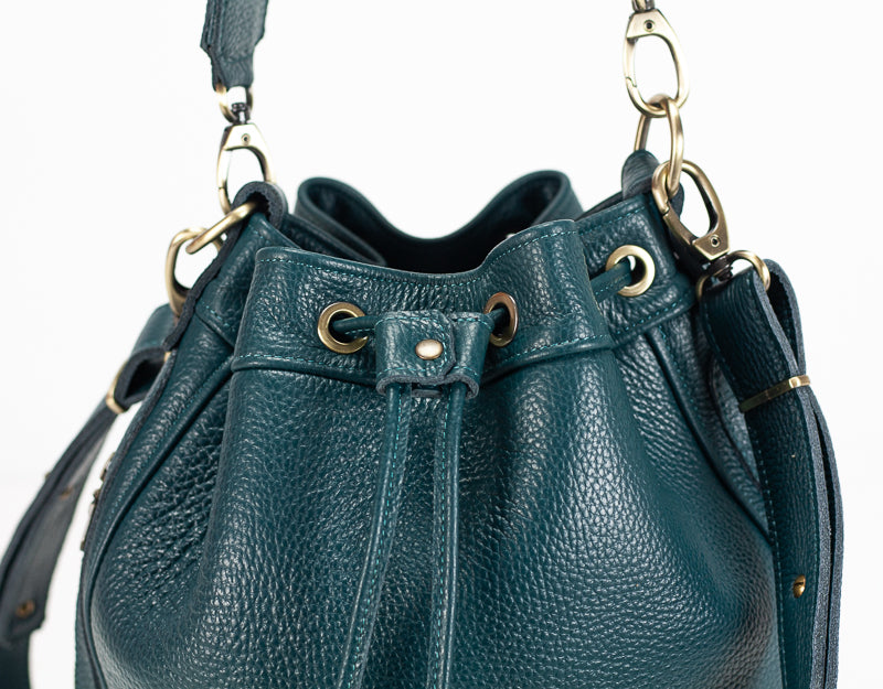 Danae bag - Midnight green pebbled leather