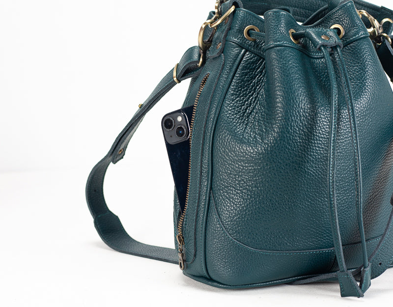 Danae bag - Midnight green pebbled leather