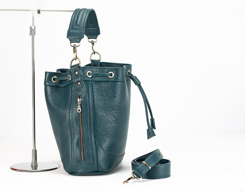 Danae bag - Midnight green pebbled leather