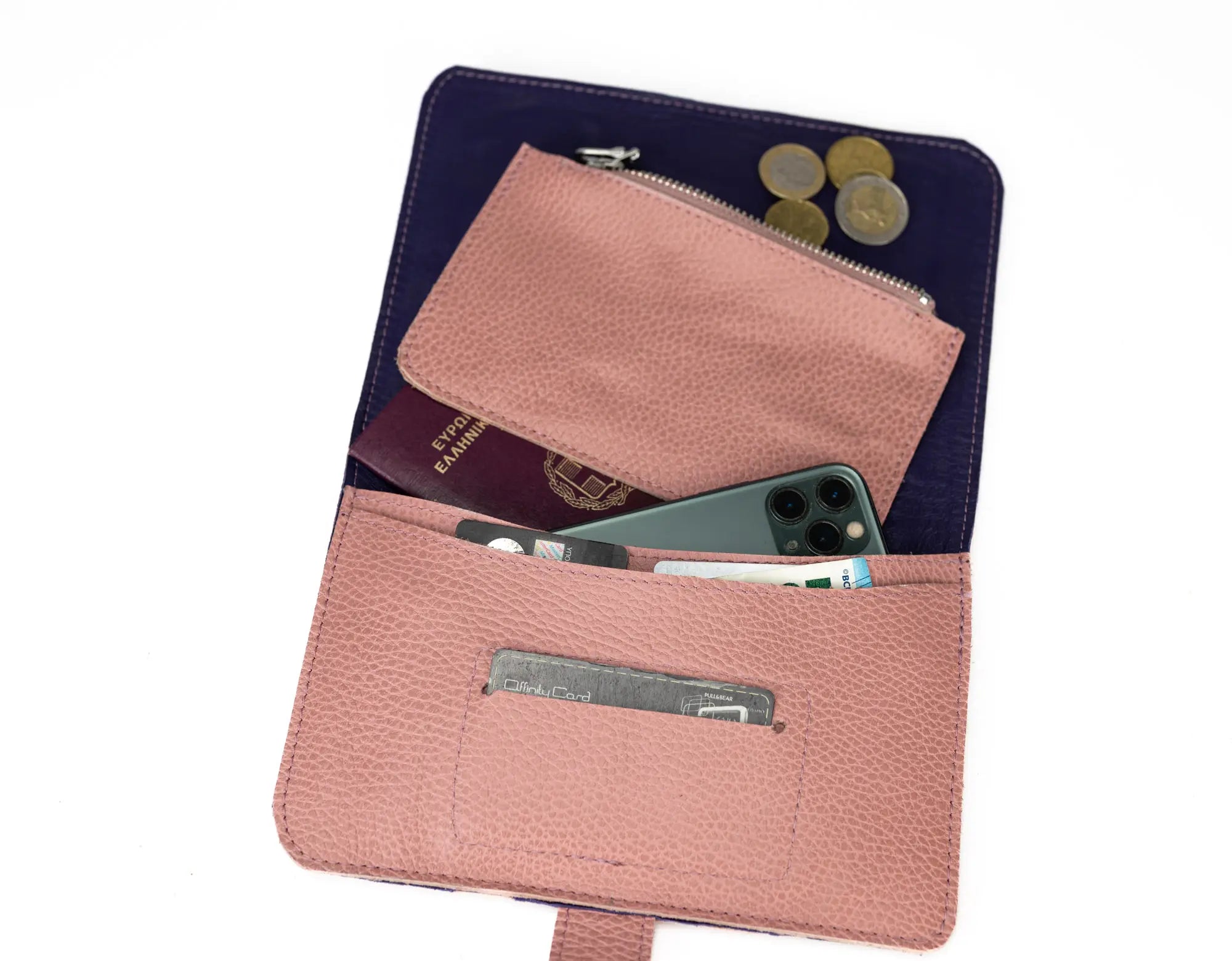 Iole Leather Wallet - Dusty Pink Leather