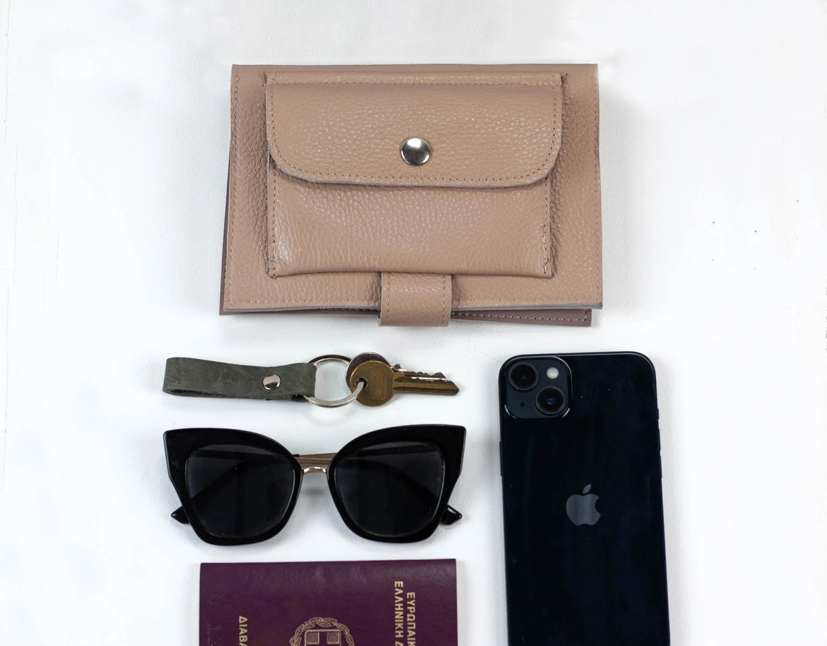 Iole wallet - Powder pink leather