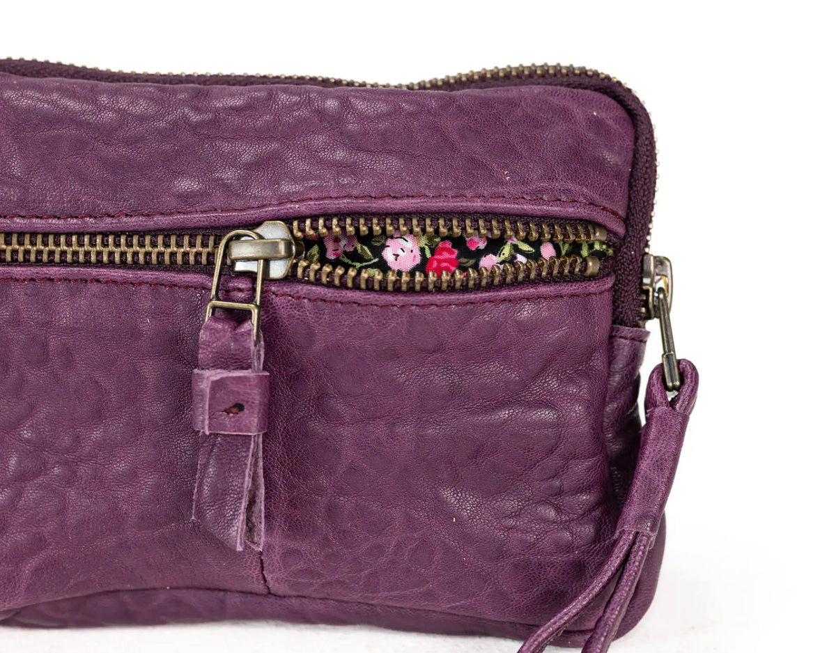 Antheia mini wallet - Imperial purple sheepskin