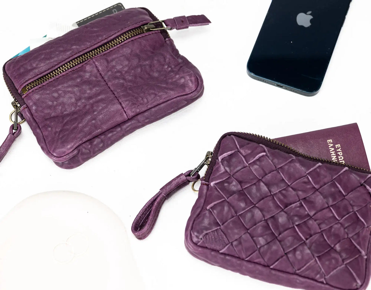 Antheia mini wallet - Imperial purple sheepskin