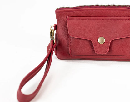 Thalia Leather Wallet - Deep Red