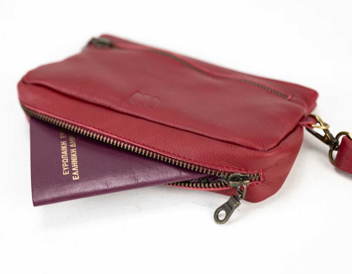 Thalia wallet - Deep red leather