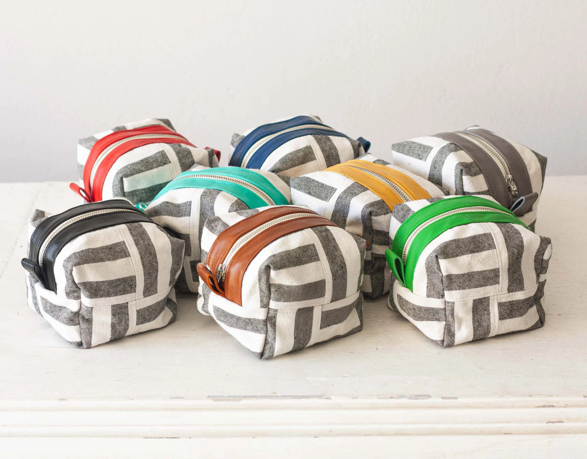 Cube case - Stripe canvas and leather