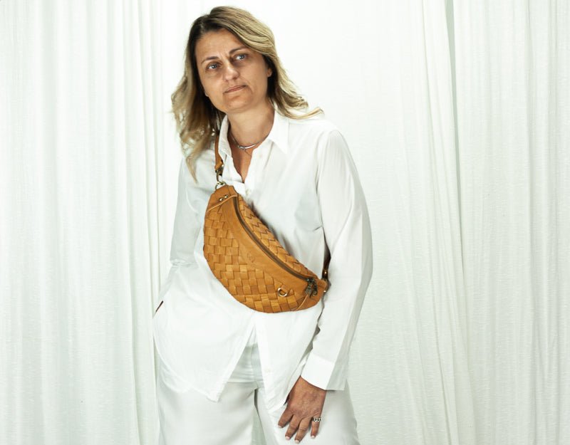 Haris fanny pack - Tabac brown handwoven leather - milloobags