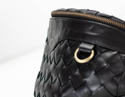 Haris fanny pack - Black handwoven leather - milloobags