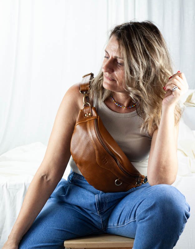 Haris fanny pack - Brown leather - milloobags