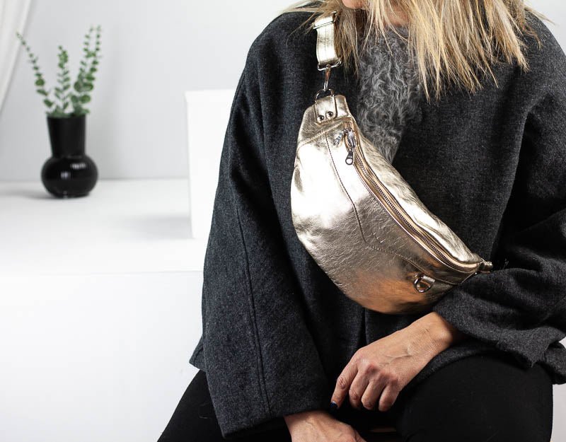 Haris fanny pack - Bronze, Gold or Silver coated leather - milloobags