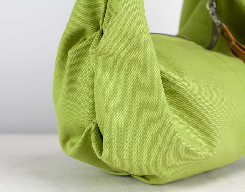 Kallia mini bag - Lime green canvas and brown leather - milloobags