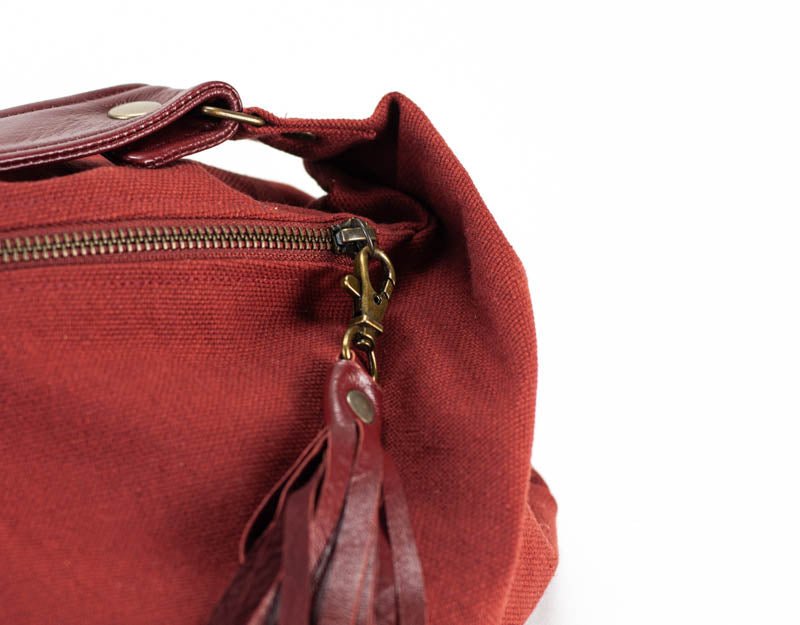 Kallia mini bag - Rusty red canvas and leather - milloobags