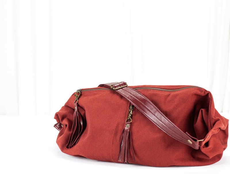 Kallia crossbody bag - Rusty red canvas and leather - milloobags
