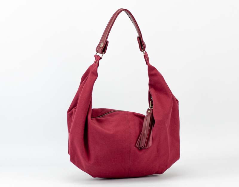 Kallia mini bag - Wine red canvas and leather - milloobags
