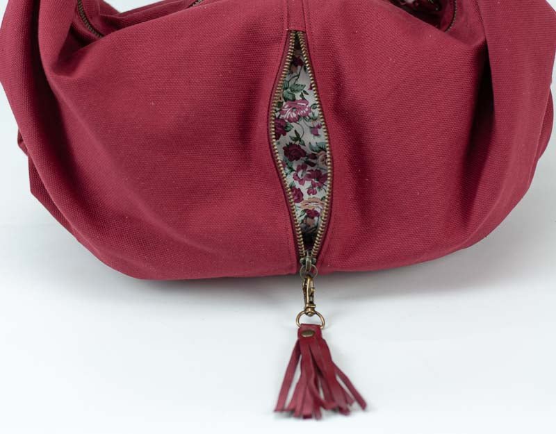 Kallia crossbody bag - Wine red canvas and leather - milloobags