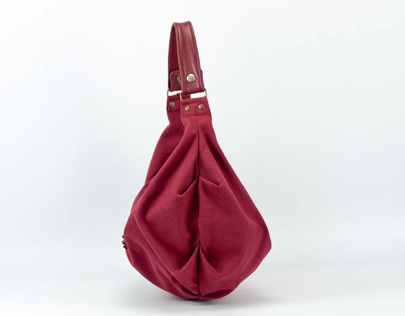 Kallia mini bag - Wine red canvas and leather - milloobags